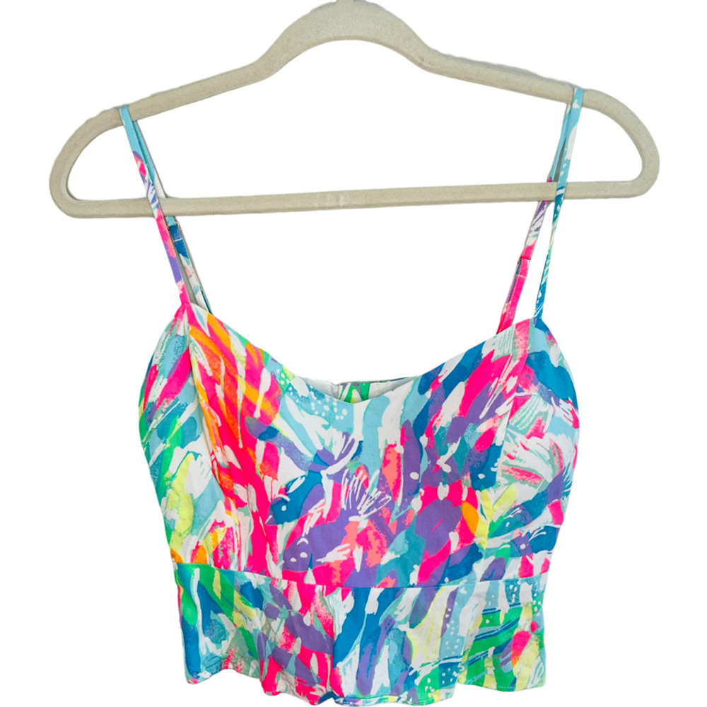 Lilly Pulitzer Linnea Peplum Top Srapless Crop Multicolor Size 6